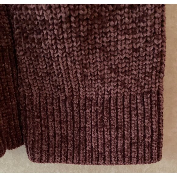Matty M XS Chenille Crewneck Sweater Women's Recycled Fabric Plum Ribbed Hem - Picture 5 of 11